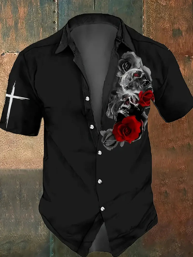 Men’s Skull & Red Roses Shirt