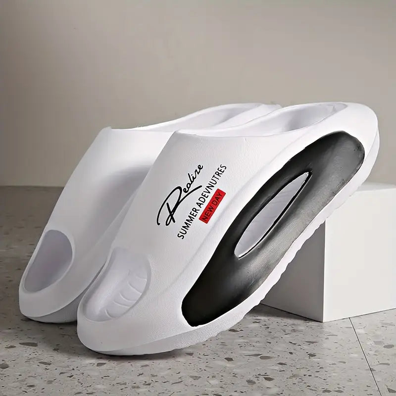 Men’s Open Toe Black & White Light Comfortable House Shoe