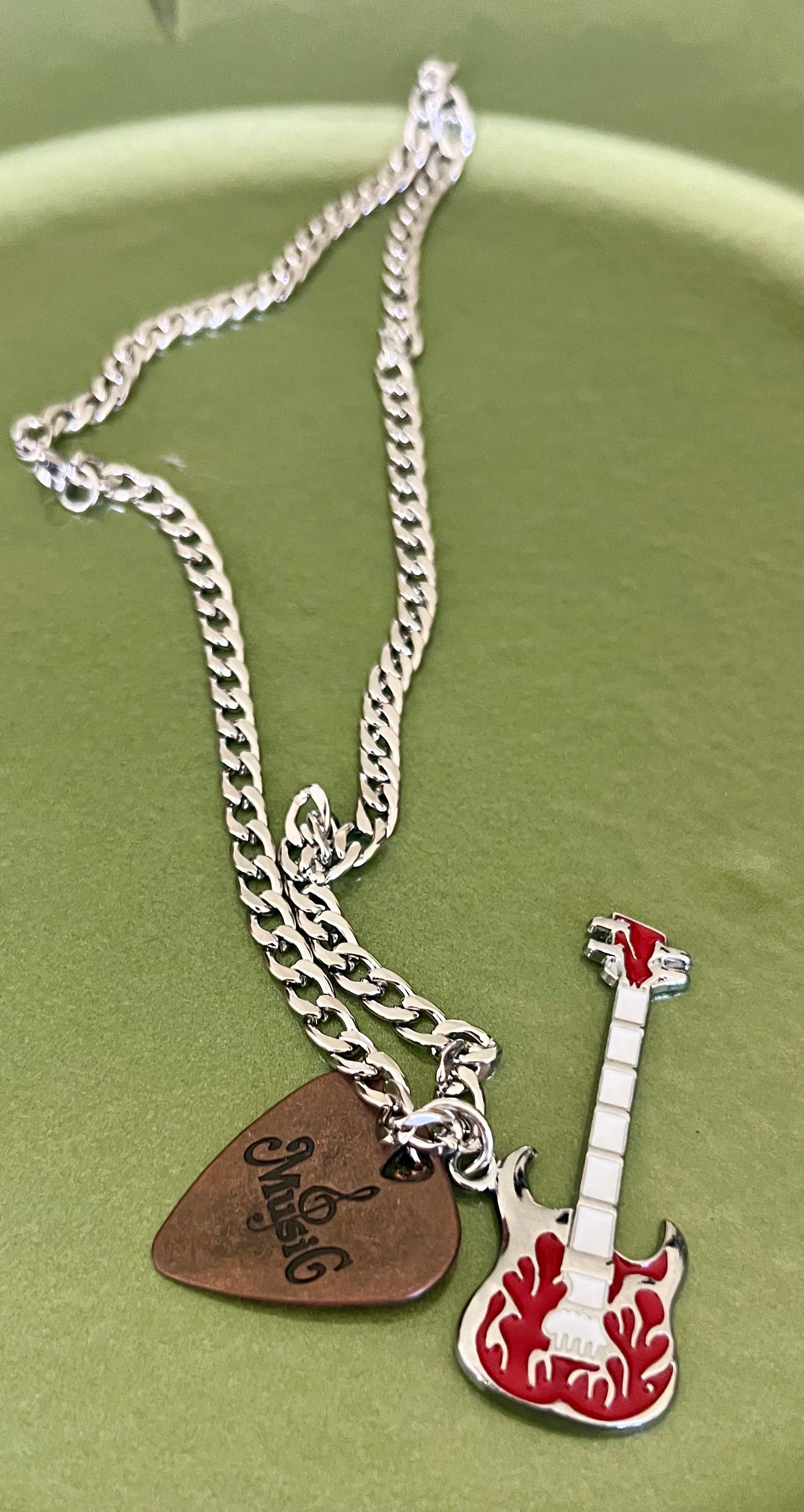 Guitar Pick Red Necklace