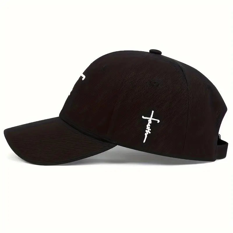 Faith Cross Embroidery Black Cap