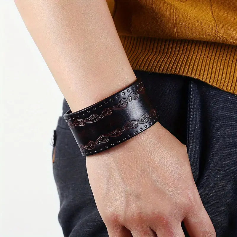 Black and Brown Adjustable Wrist Cuff Bracelet