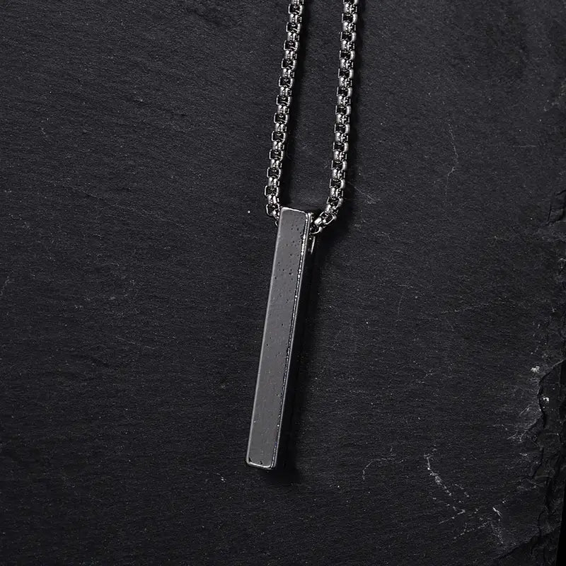 Chic Black Rectangular Pendant Necklace