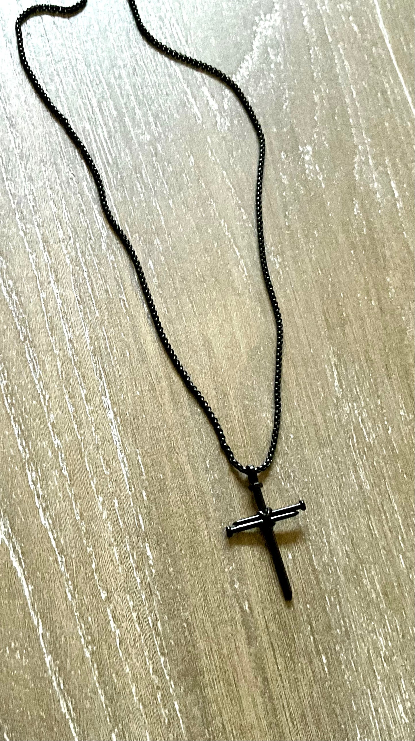 Black Nail Cross Necklace
