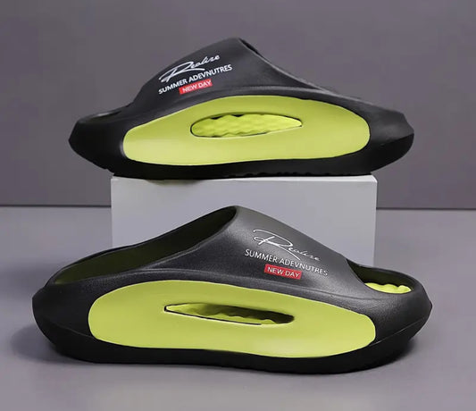 Men’s comfortable Black and Green Open Toe Non Slip House Shoe