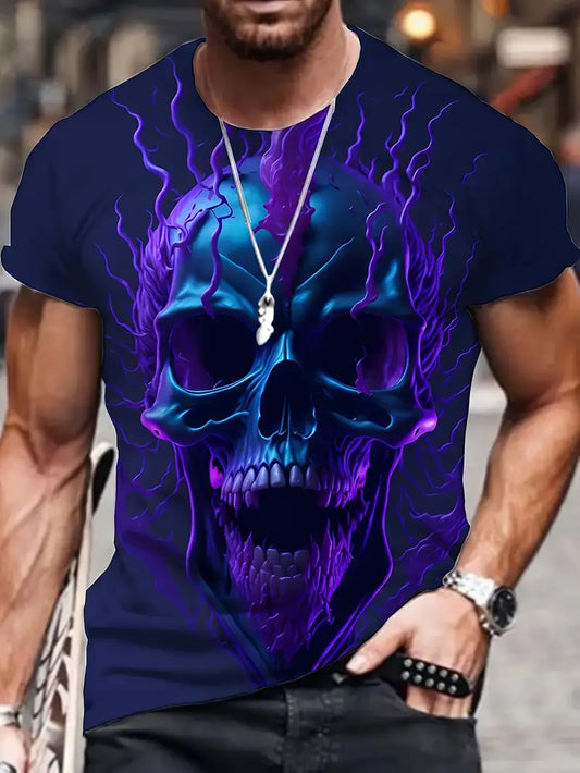 Men’s Short Sleeve 3D Skull Print T-Shirt