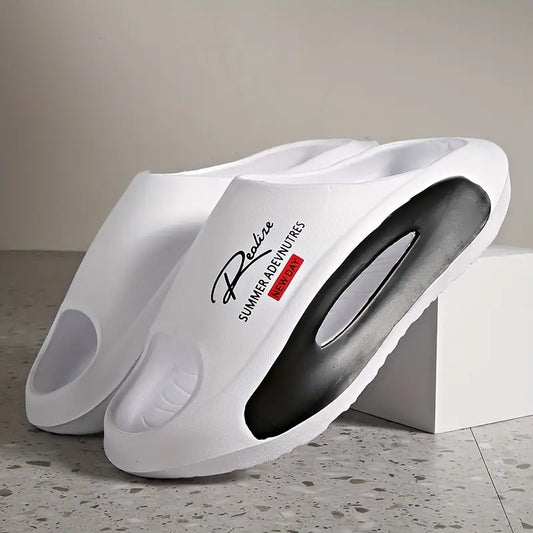 Men’s Open Toe Black & White Light Comfortable House Shoe