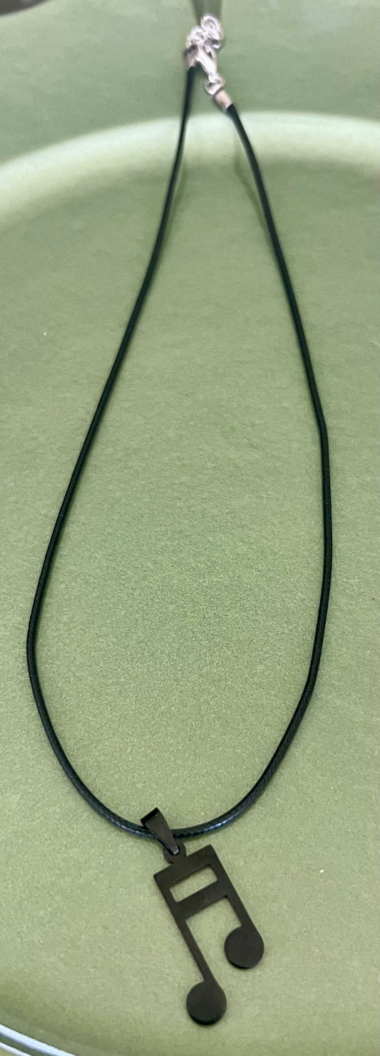 Music Note Black Necklace