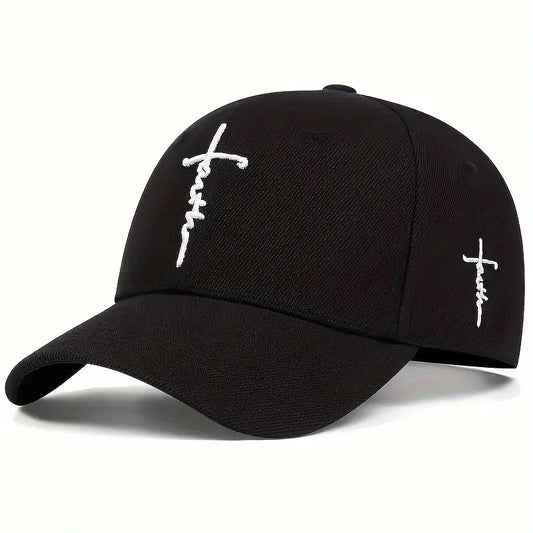 Faith Cross Embroidery Black Cap
