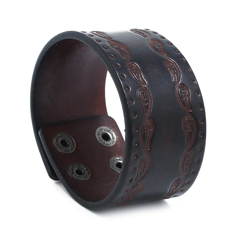 Black and Brown Adjustable Wrist Cuff Bracelet