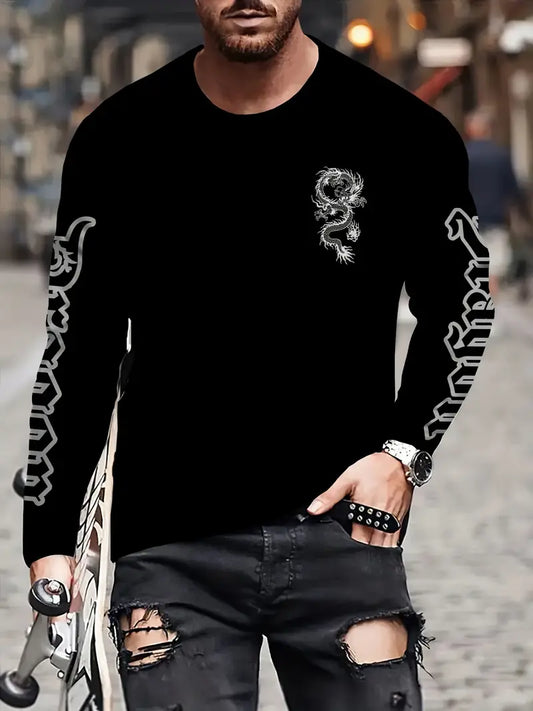 Men’s Black Dragon Long Sleeve T-Shirt.