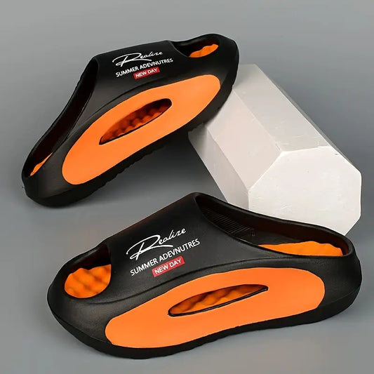 Men’s comfortable Orange and Black Open Toe Non Slip House Shoe