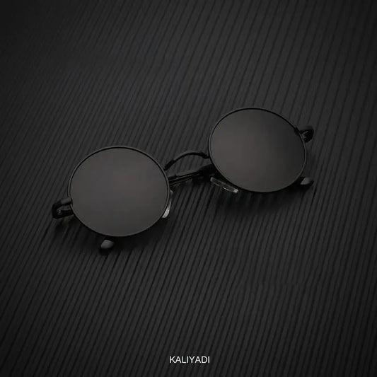 Men’s Black Polarized Retro Round Colored Sunglasses