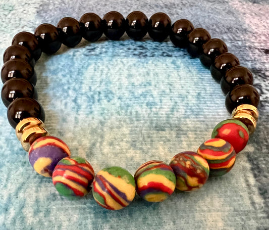Chic Multi-Color & Black Beaded Bracelet